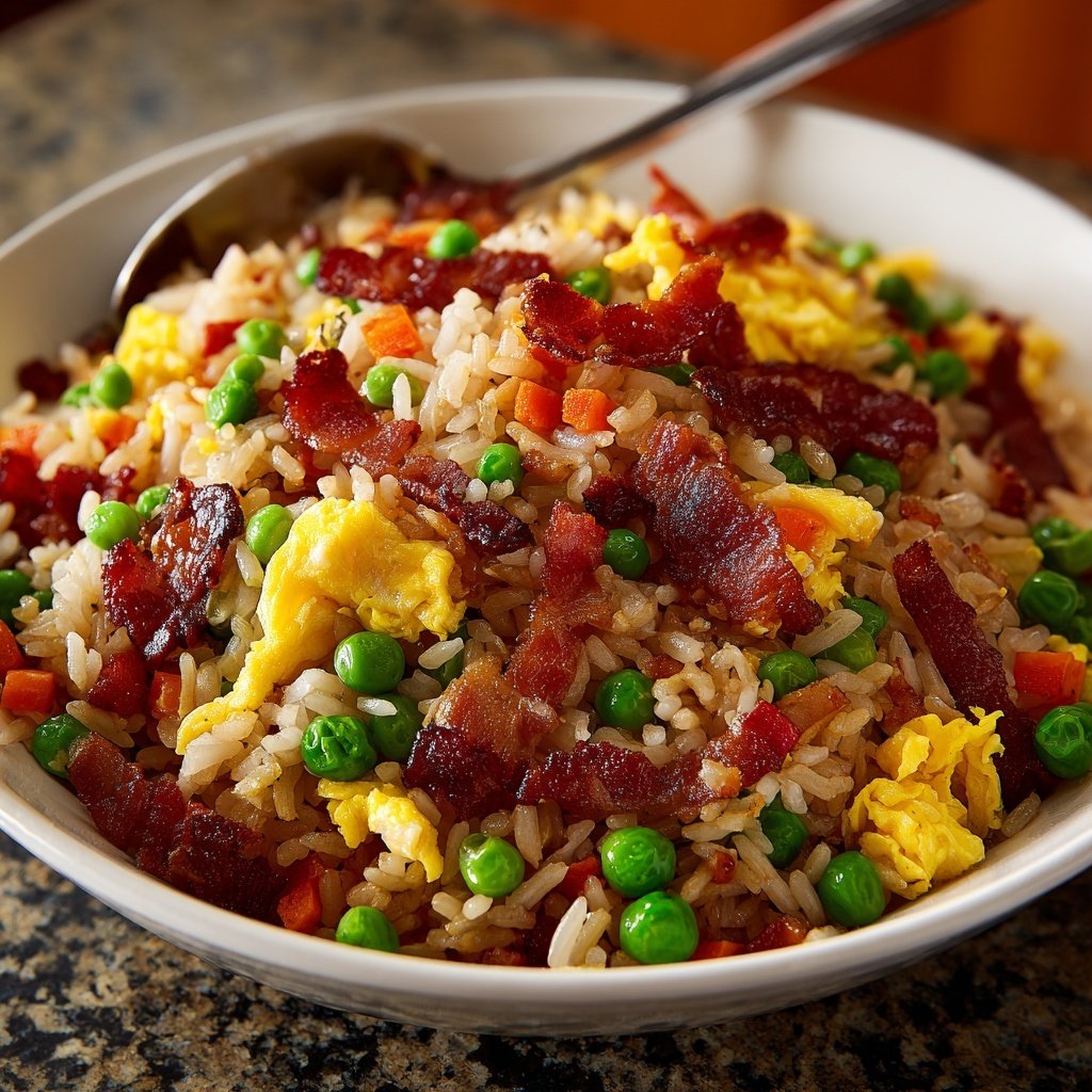 Breakfast Fried Rice with Bacon and Veggies​