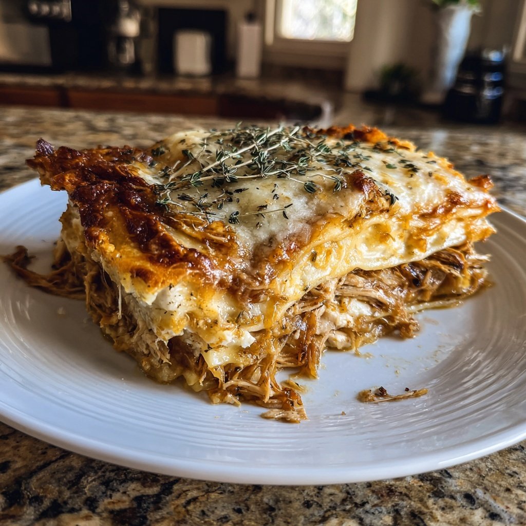French Onion Chicken Lasagna Comfort