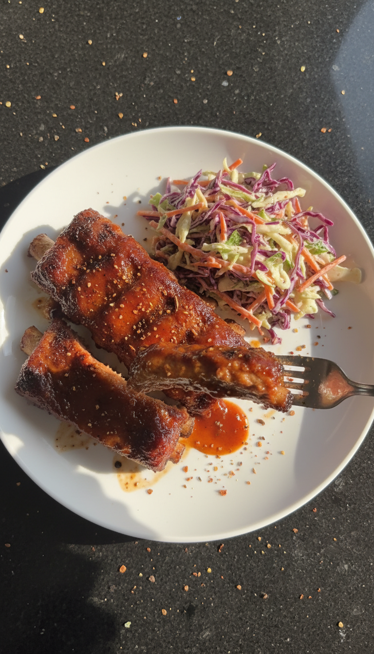 Soulful BBQ Ribs and Coleslaw