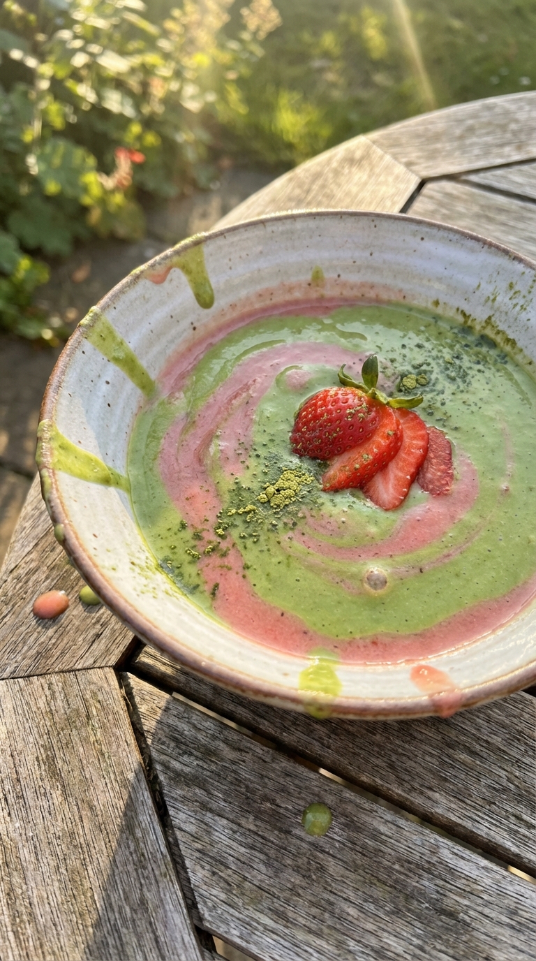 Chilled Matcha Strawberry Soup