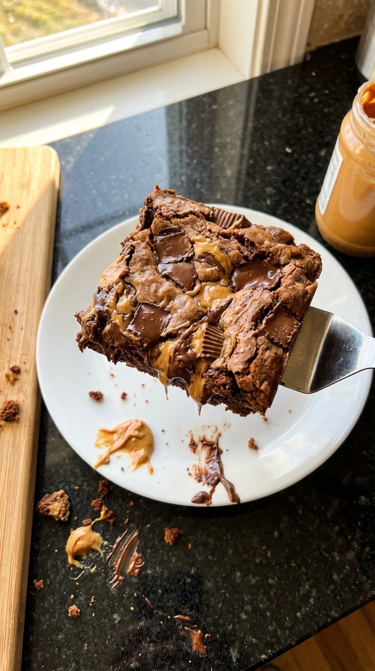 Peanut Butter Cup Sourdough Brownies