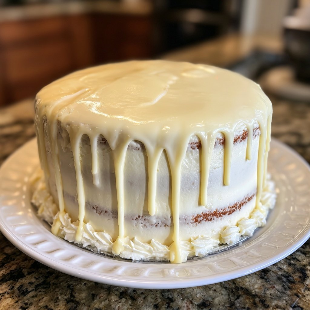 White Chocolate Vanilla Drip Cake