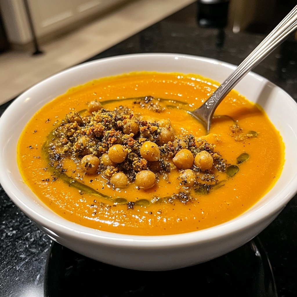 Roasted Carrot Soup with Za'atar and Chickpeas