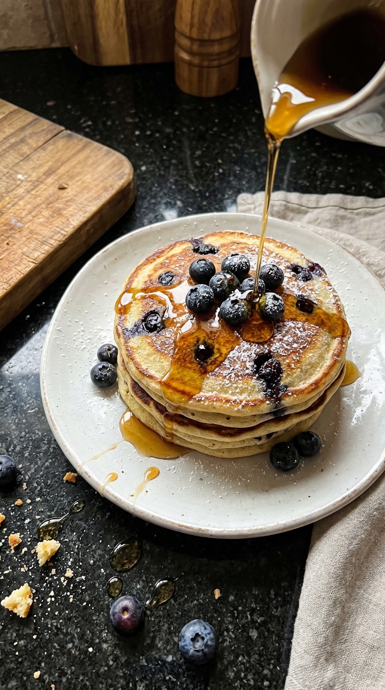 Sourdough Blueberry Pancake Stacks