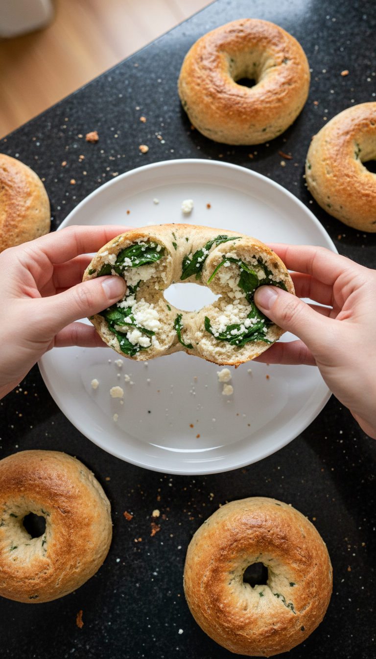 Spinach Feta High-Protein Bagels